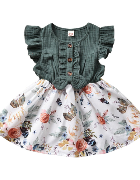 Bowknot Ruffles & Flowers Dress