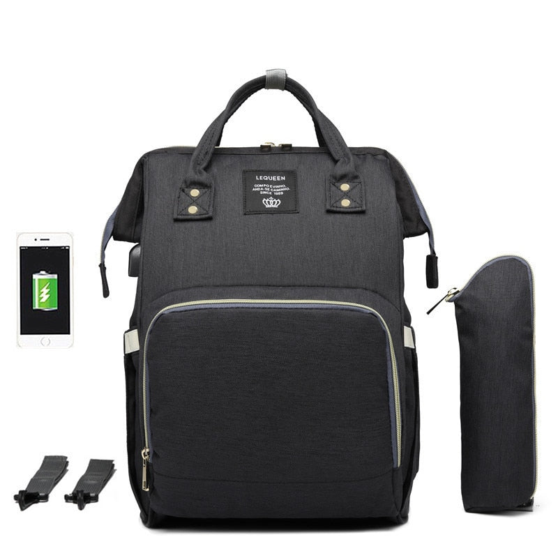 Large Capacity Diaper Backpack With USB Interface