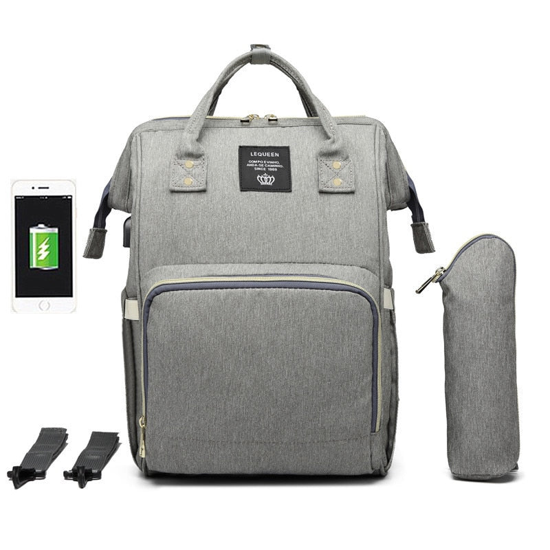 Large Capacity Diaper Backpack With USB Interface