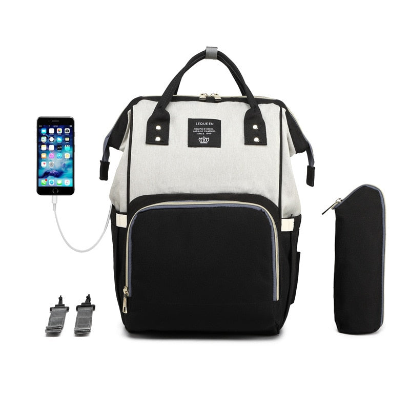 Large Capacity Diaper Backpack With USB Interface