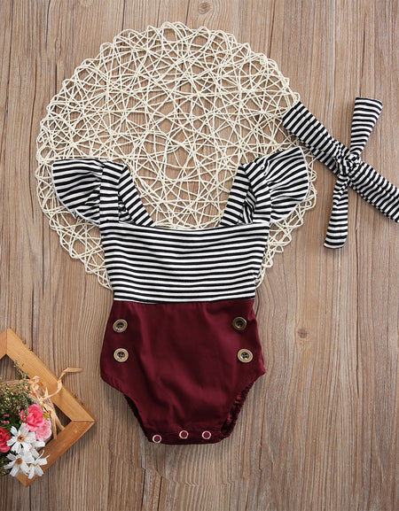 Striped Burgundy & Buttons