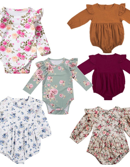 Long Sleeve Ruffle Rompers