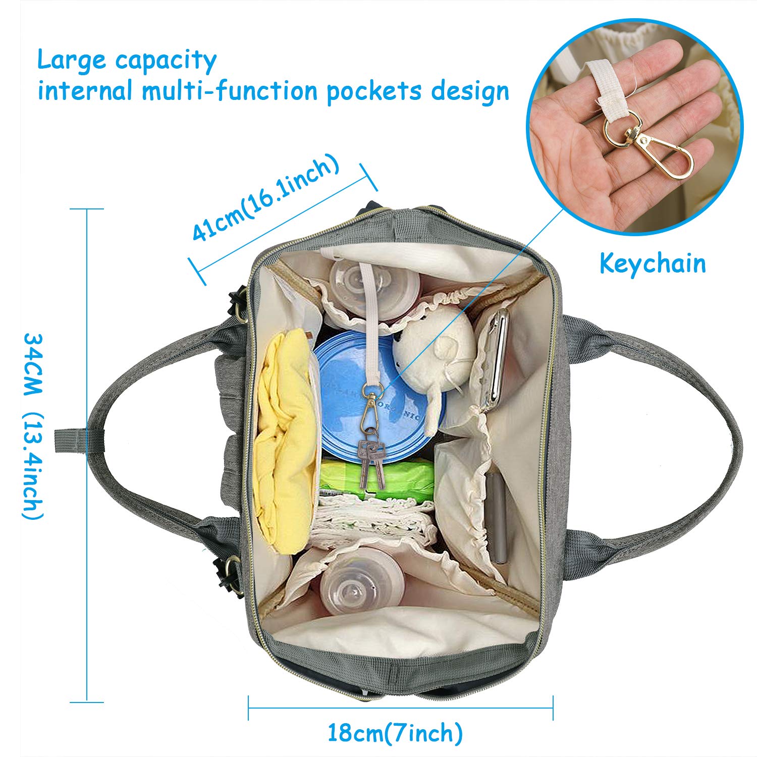 Large Capacity Diaper Backpack With USB Interface