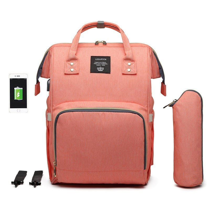 Large Capacity Diaper Backpack With USB Interface