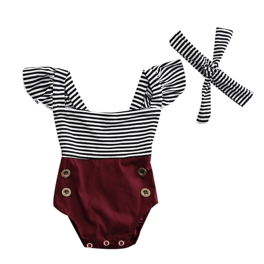Striped Burgundy & Buttons